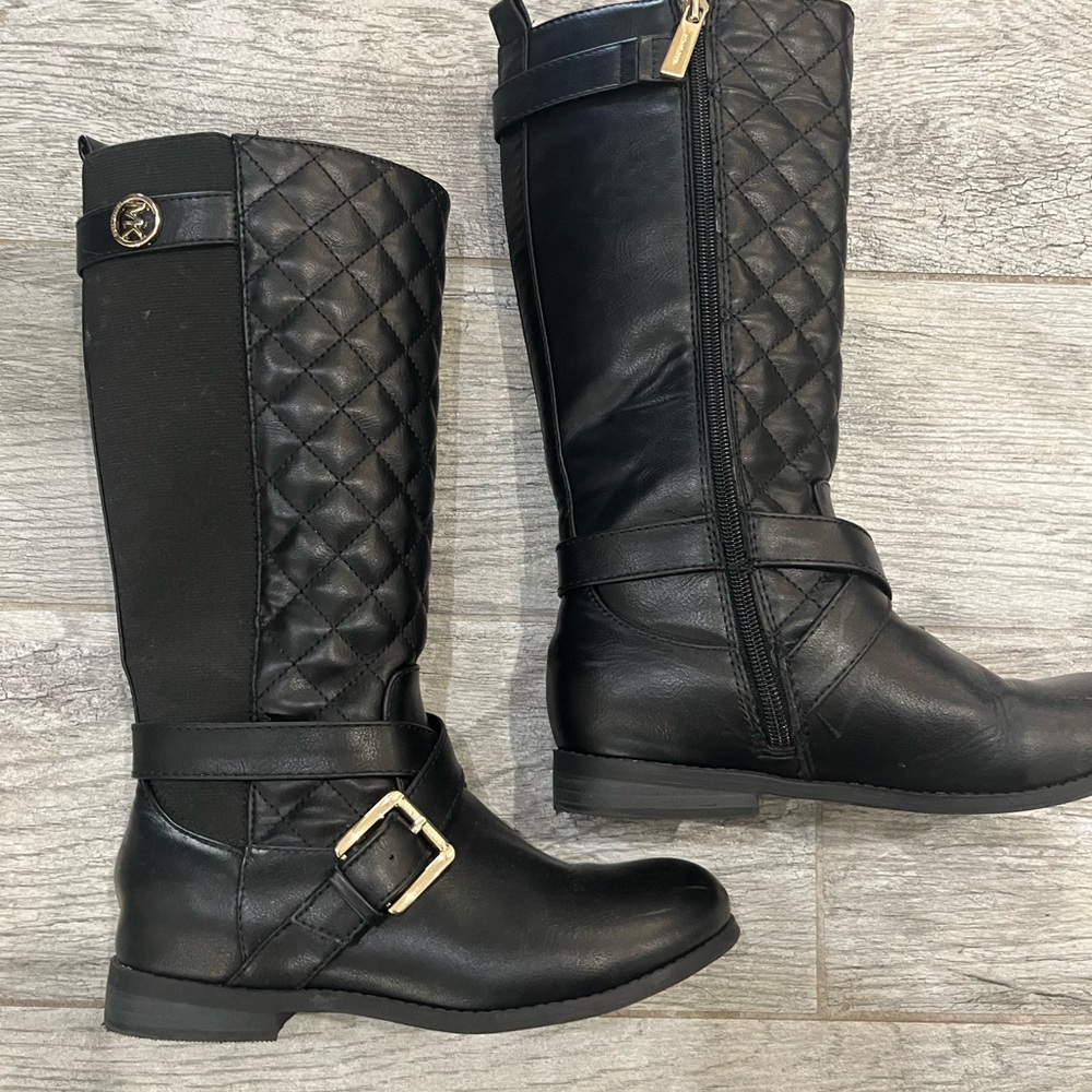 Michael Kors Kids Girls Black Boors Quilted Leathet